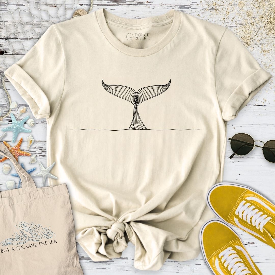 Whale Tail Line Art T-Shirt