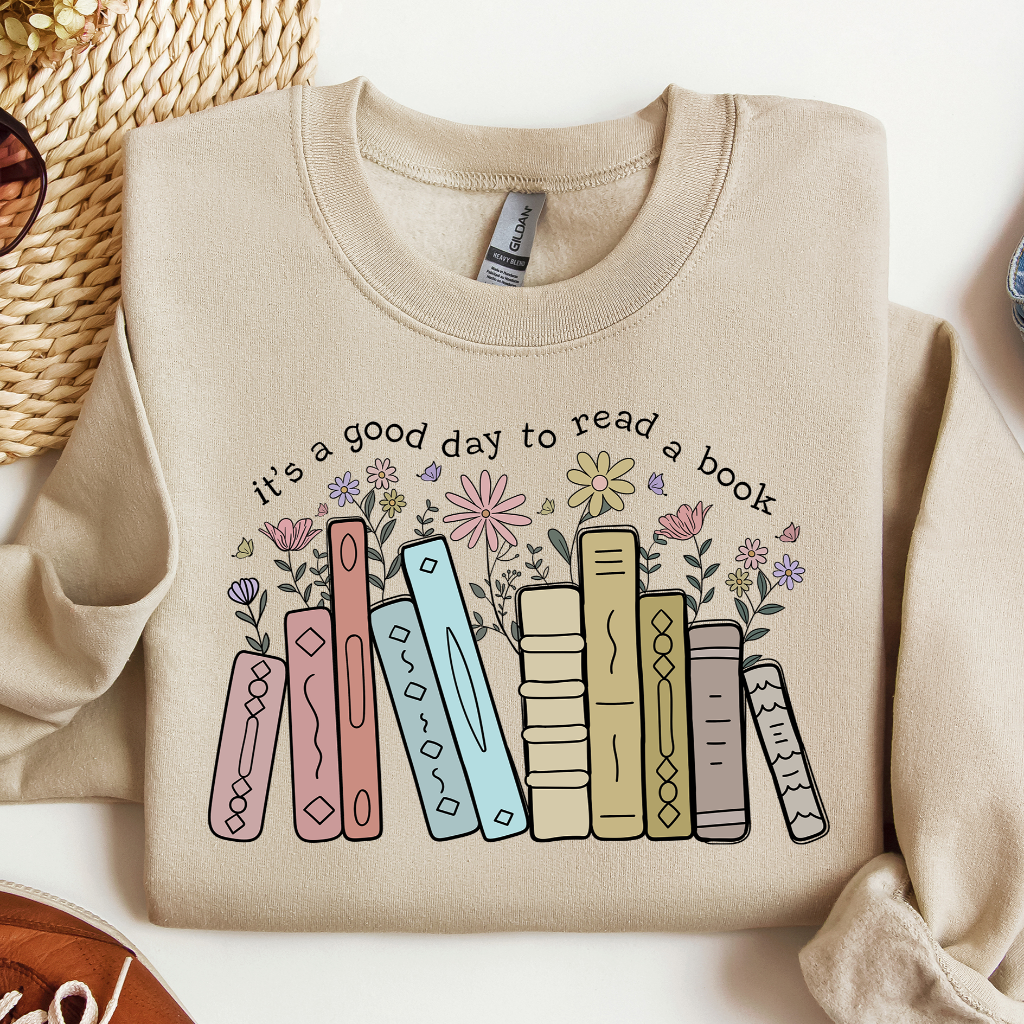 Its A Good Day To Read Crewneck Sweatshirt, Book Lover Sweater, Literary Bookish Shirt, Librarian or Teacher Gift