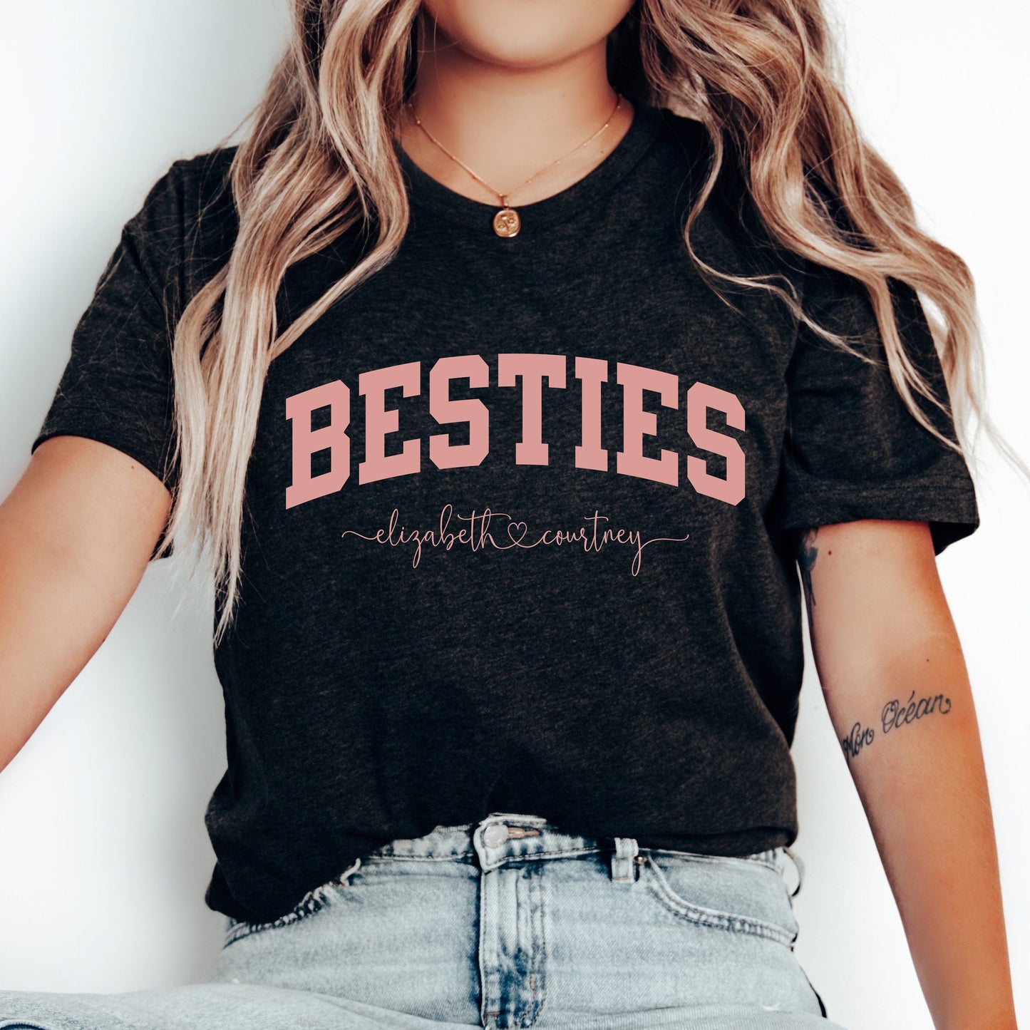 Personalized Besties Shirt with Names, Best Friends TShirts, Girls Trip Graphic Tee, Girls Getaway, Sister Weekend