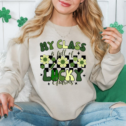 St Patrick's Day Teacher Sweatshirt, My Class is Full of Lucky Charms Crewneck Sweater, St Paddys Outfit
