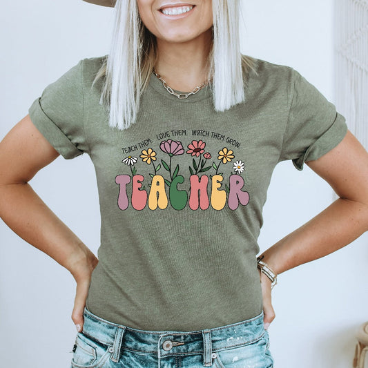 Cute Teacher Shirt, Wildflowers Teacher TShirt, Back to School Graphic Tee, Teacher Appreciation Gift