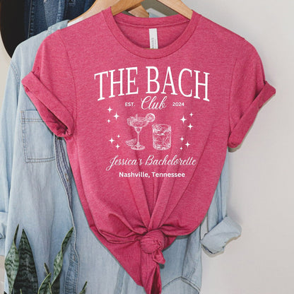 The Bach Club Shirt, Custom Location Bachelorette TShirt, Personalized Bride Shirt, Bridesmaid Shirt
