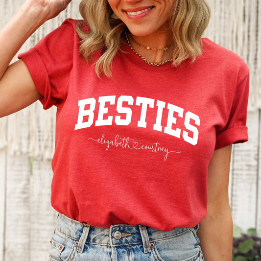 Personalized Besties Shirt with Names, Best Friends TShirts, Girls Trip Graphic Tee, Girls Getaway, Sister Weekend
