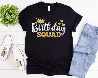 Kids Birthday Girl and Squad Sparkly Bling T-Shirts